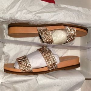 Aldo brand new with box never worn  rose gold textile mixed material sandal